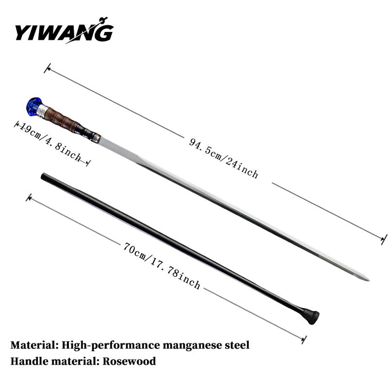 Authentic1060 High Carbon Steel Heat-Tempered Hand-Forged Blue Diamond Scepter - Multifunctional SwordCane With Unique Diamond-Shaped Handle, Stylish &Durable, Fashion Decorative Wand Gent Leman Elegant,Cosplay, The Best Gift