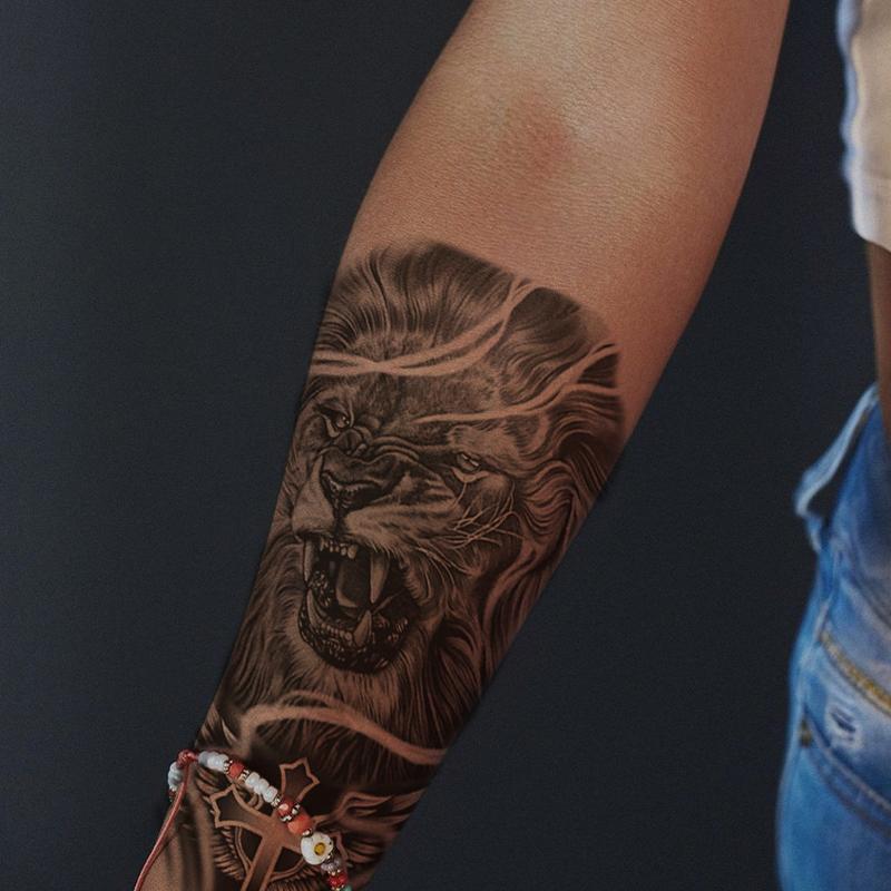 34 Sheets Waterproof Temporary Tattoos Stickers,Long Lasting Forearm Designs Animals & Flower,Wolf, Tiger,Lion,Owl,SkeletonSkull,Etc