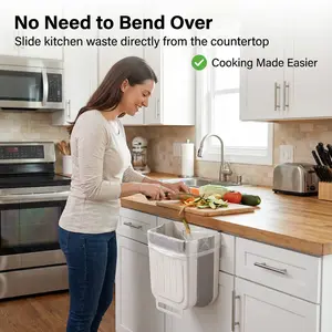 Foldable Hanging Trash Can for Kitchen & Office No Need to Bend Over Slide Kitchen Waste Directly from the Countertop Cooking Made Easier