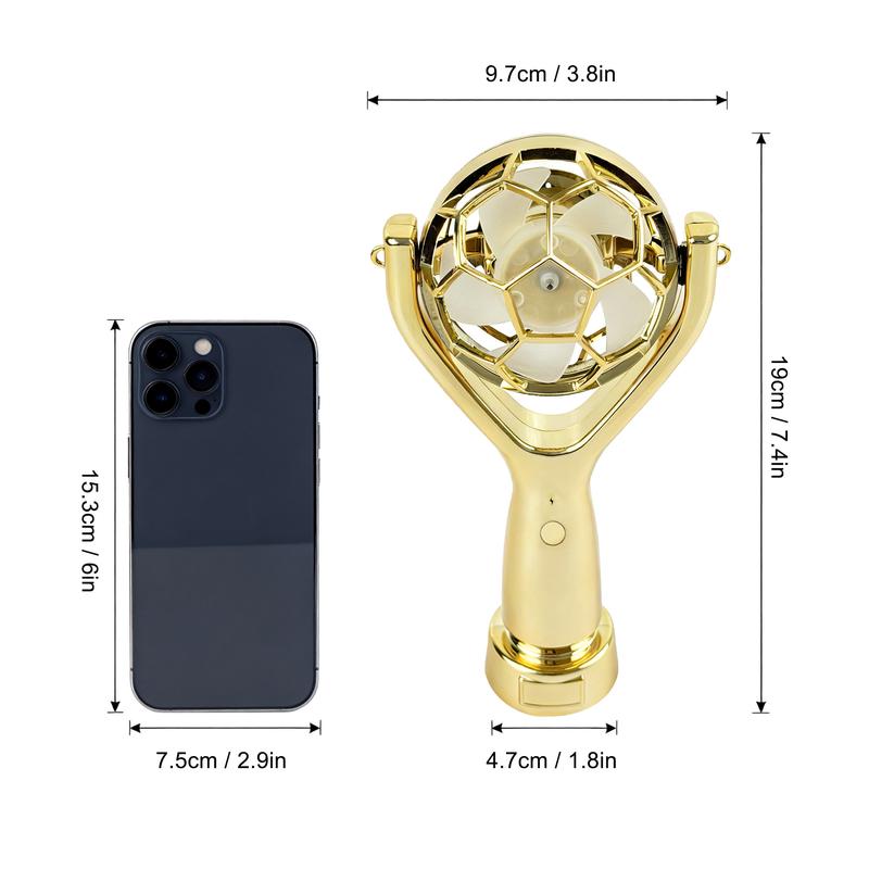 Golden World Cup Soccer Trophy Handheld Fan | Portable Rechargeable Fan for Soccer Fans | TikTok Viral Sports Carnival Fan