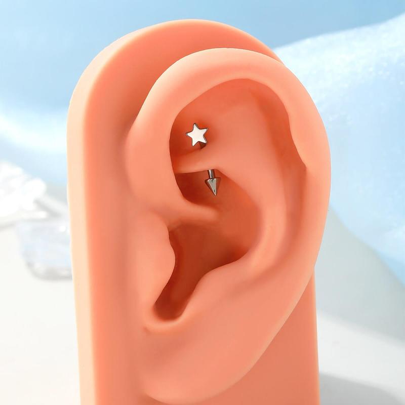 Oufer 16G Titanium Spike Star Rook Piercing Eyebrow Vertical Labret High Polish Piercing Ring