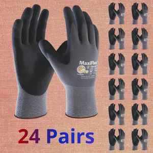 MaxiFlex 24 Pairs Heavy-Duty Maxi Flex Work Gloves for Men Comfortable Fit Versatile Use Ideal for Construction & Office Work