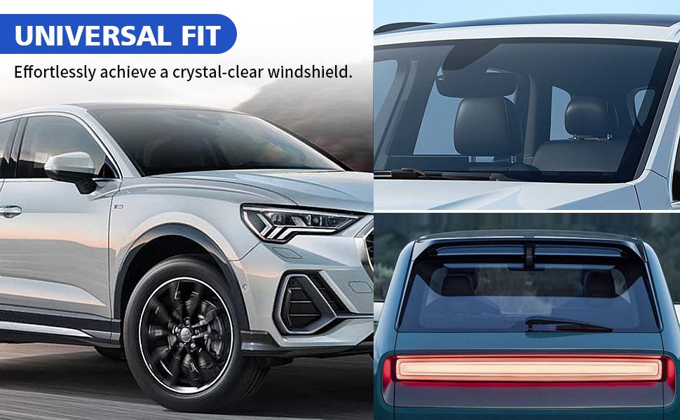 Windshield Cleaner Tool, Car Interior Detailing Cleaning Kit with Extendable Handle and 3 Upgraded High-Density Reusable Microfiber Pads, Auto Glass Wiper Brush Kit for Cars, Blue