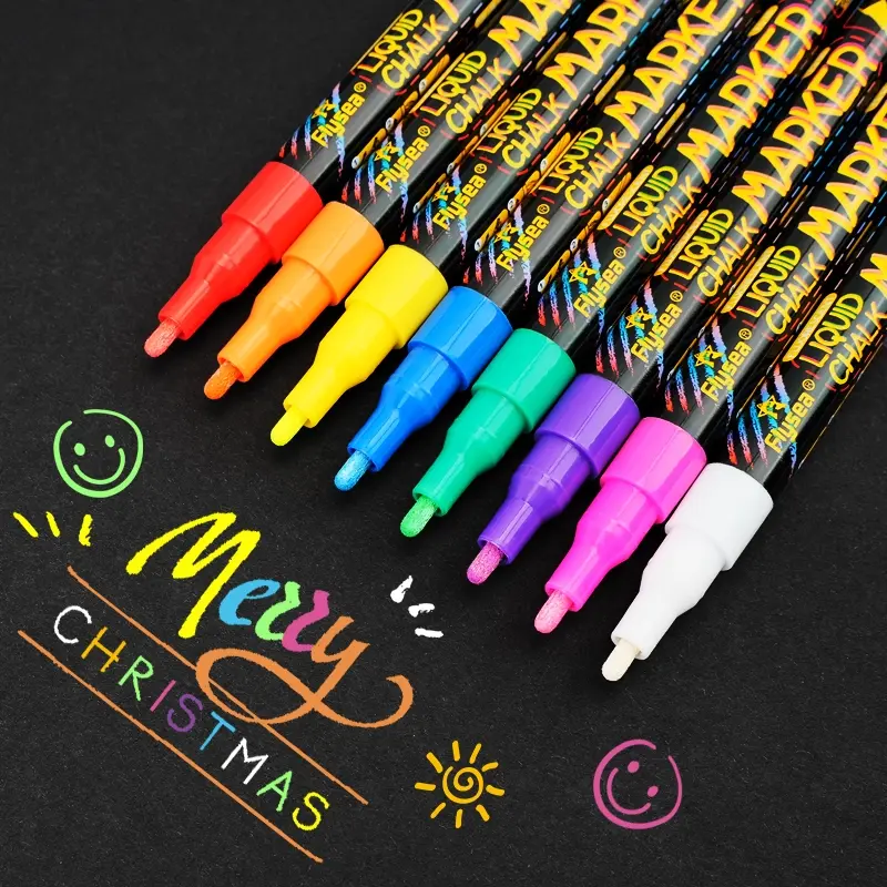 12/8 Colors Liquid Chalk Markers for Blackboards, 1.0mm Bold Color Dry Erase Marker Pens, Vibrant Erasable Whiteboard Markers, Bulk Markers, Stationery Writing Tools, Stationery Supplies, Coloring Supplies