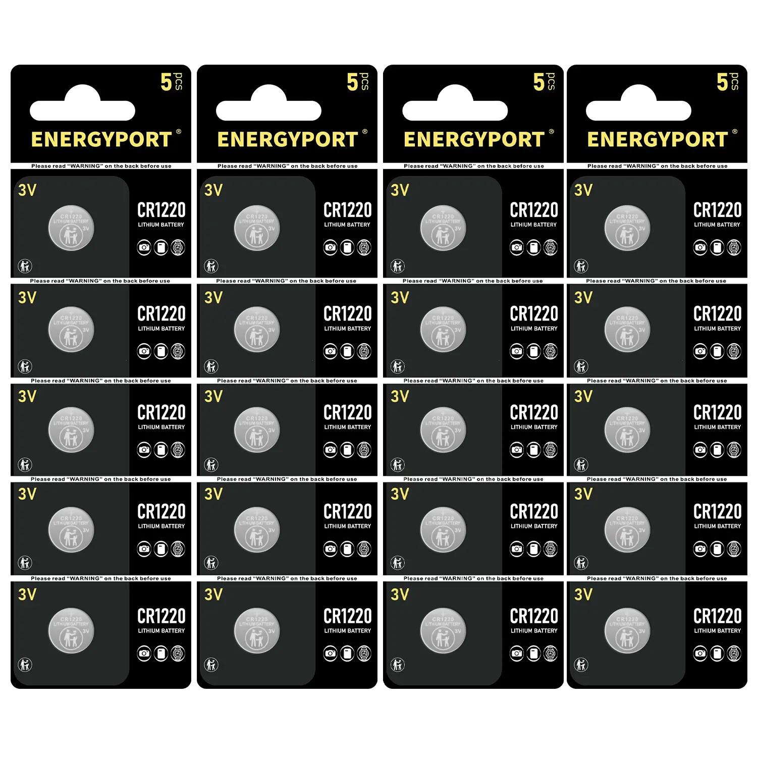 ENERGYPORT CR1220 Battery, Long-Lasting & High Capacity CR1220 Lithium Batteries, 3 Volt Coin & Button Cell (20-Pack)