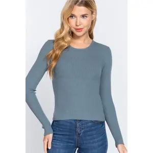 Crew Neck Viscose Rib Sweater