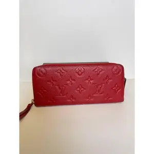Pre-owned Louis Vuitton leather Small Leather Goods Red monogram Empriente Long Wallet