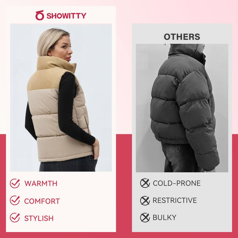 Showitty Winter down cotton-padded jackets, waistcoats, women's thickened vest coats