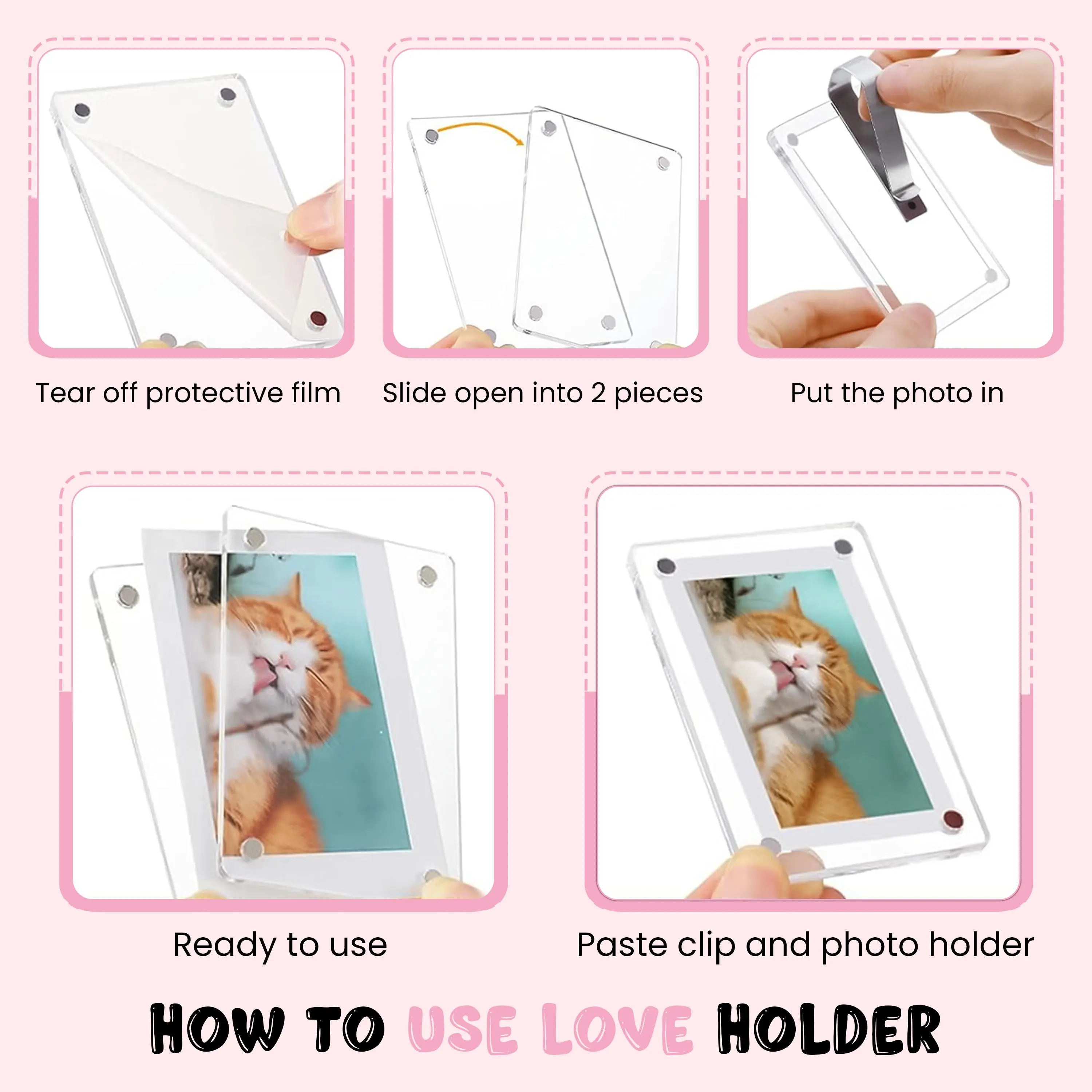 Dashie's Polaroid Holder Aesthetic Photo Display for Car Metal Frame Sturdy Lightweight Fits Any Mirror Quick Install Perfect for Gifts