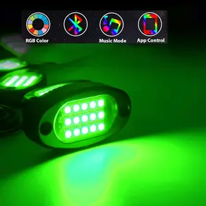 No Switch 8 Pods RGB LED Rock Lights Kit  for Truck Multicolor 12pods Car Underglow Lights Waterproof IP68 with APP Control & Music Mode for ATV UTV RZR SUV neon decorative ambient