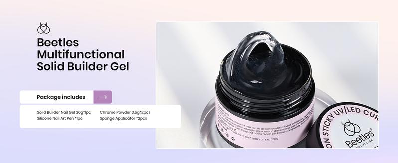 Beetles Solid Builder Gel for Nails, 30g Clear Hard Gel Non-Sticky Sculpting Gel, 3D Gel Nail Art Building Gel with Chrome Nail Powder, Nail Art Sculpture Pen Gift for Women