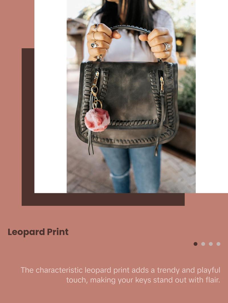 shea leopard pom pom keychain