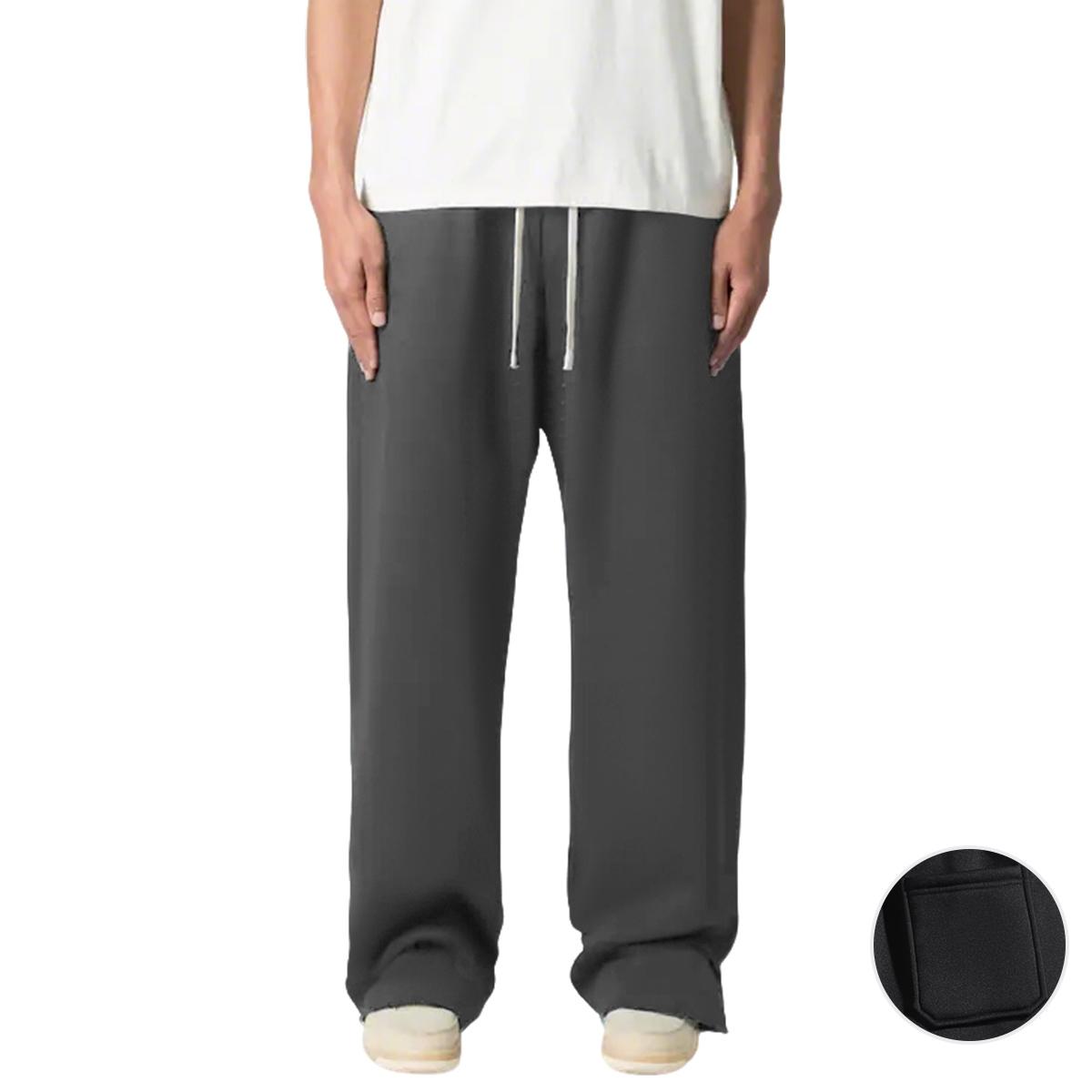 Men's loose straight-leg sweatpants - adjustable drawstring waistband with side pockets, soft stretch knit fabric, moisture-wicking breathability, suitable for gym workouts, running, yoga, casual wear - comfortable year-round, simple design, moisture-wick