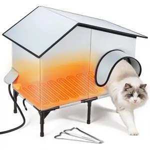 Heated Outdoor Cat House 100% Weatherproof Cat Shelter for Winter, Durable and Warm Cat Houses for Outdoor Cats, Ideal for Feral, Stray, and Barn Cats