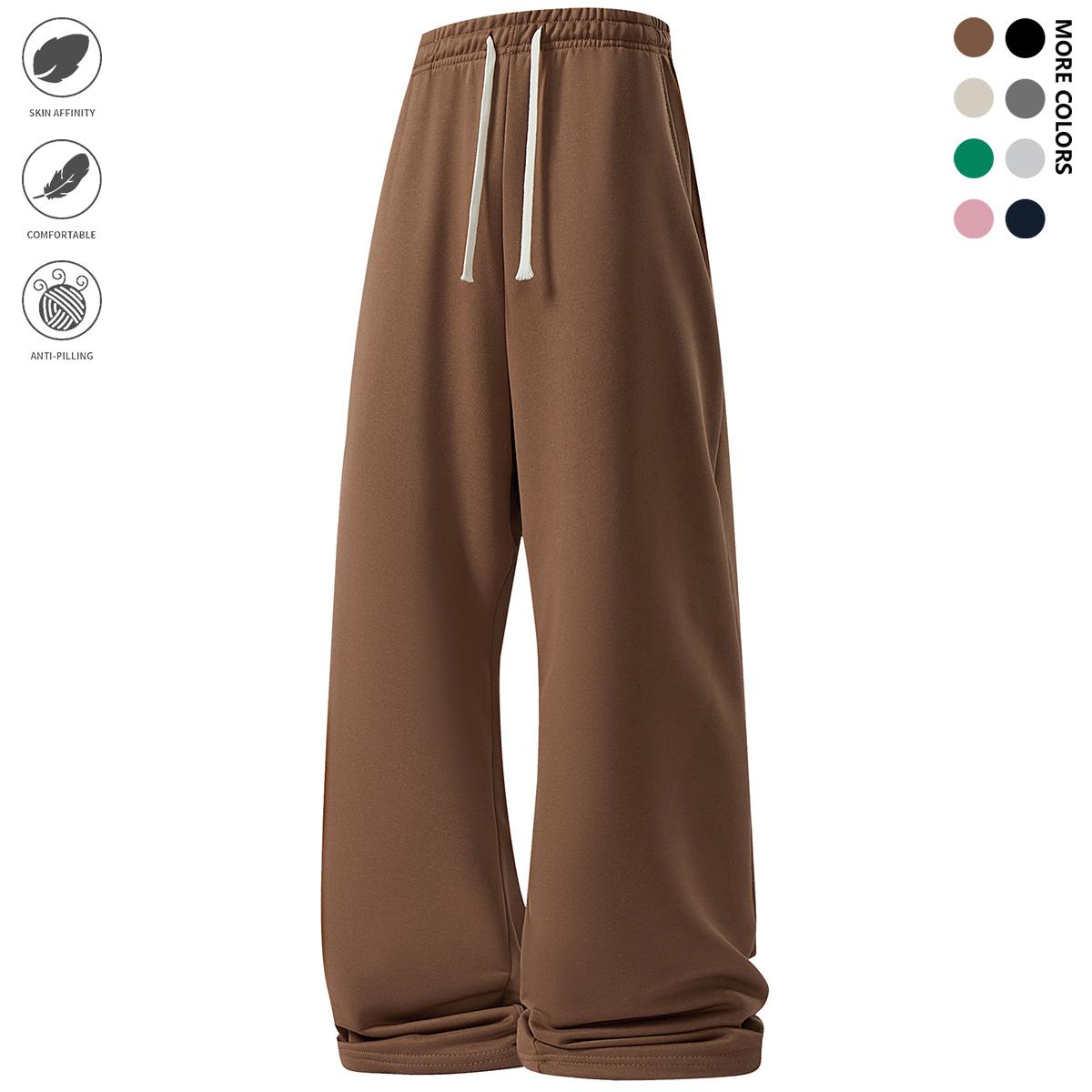 Men's casual sports pants, wide-leg pants, featuring an elastic waistband with drawstring design, casual sports pants suitable for running, fitness, and outdoor activities wear, sports pants, men's trousers