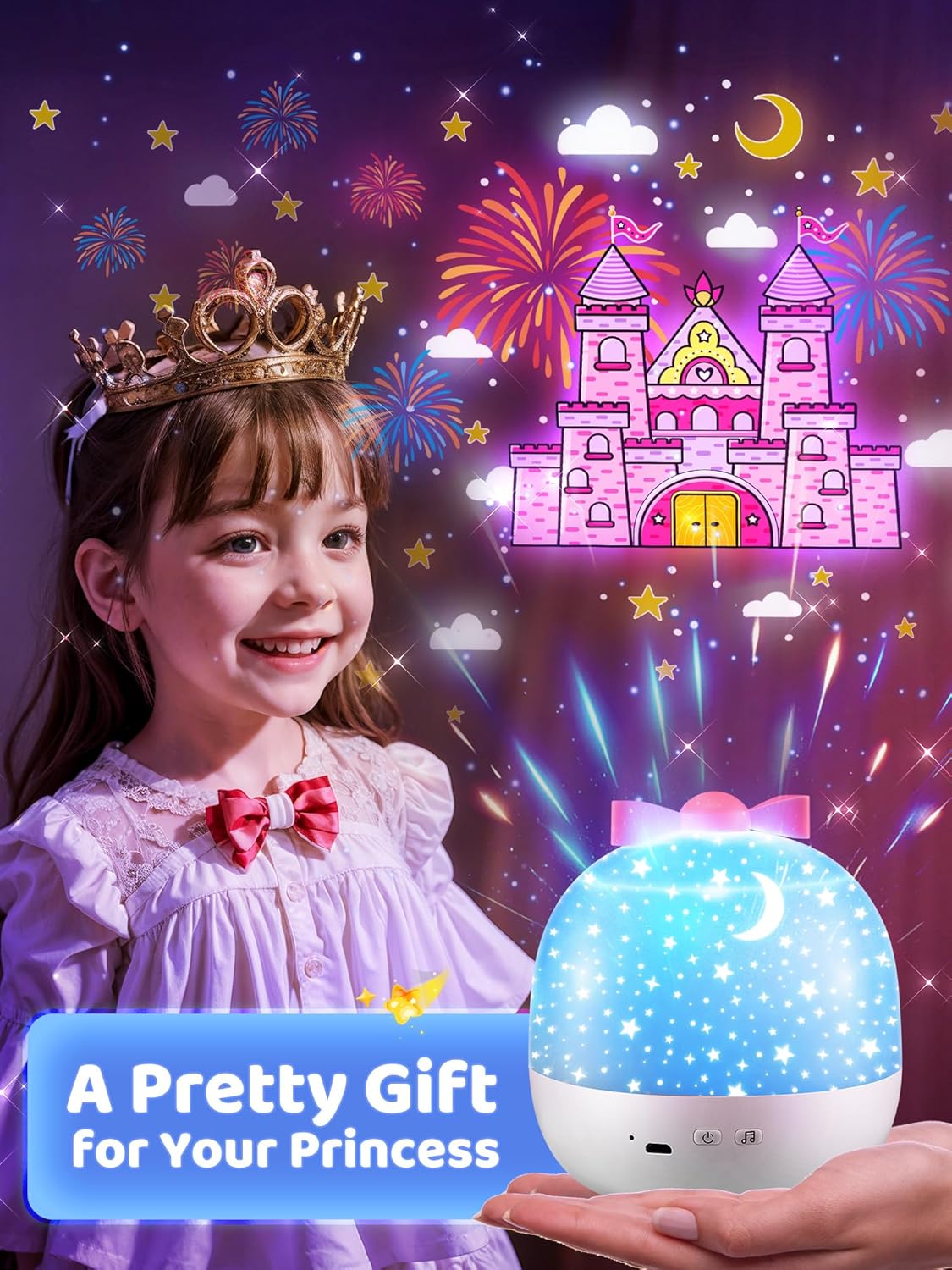 Onefire Night Light For Kids Grandparents Gifts Grandkids 15Films&15 White Noises Remote Cartoon Star Projector Sensory Lamp Princess Room Decor Toddler Sound Machine Autistic Children Baby Unicorn Dinosaur Egg Toys Birthday Ages1-10 GranddaughterGrandson