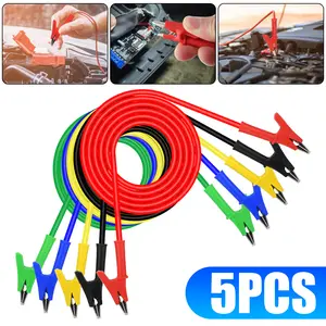 5Pcs Alligator Clips Test Leads Set - 3.3Ft Dual Ended Crocodile Wire Cable,Jumper Wires with Pure Copper Clips,Flexible Copper Cable,for Electrical Testing,Car Repair