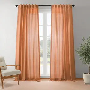 Half Price Drapes Rustic Linen Weave Light Filtering Curtain Pair (2 Panels)