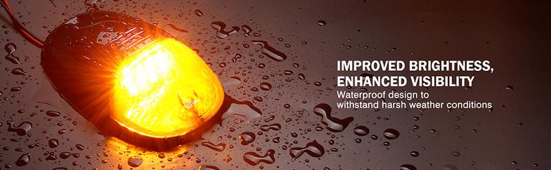 DIBMS Black Smoked Lens 12 LEDs Cab Clearance Light 5 Pcs Roof Top Marker Running Lights Kit for Ford Dodge Ram Trucks SUV POV Pickup - Amber Yellow