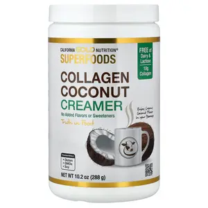 California Gold Nutrition Superfoods, Collagen Coconut Creamer with Organic Coconut Milk Powder, Hydrolyzed Collagen Peptides, Organic Tapioca Maltodextrin, and Bamboo Extract, Unsweetened, 10.2 oz (288 g)