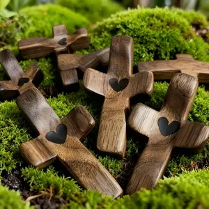 Wooden Cross Fidget,  (6/10/20PCS)Cross My Heart, Small Wooden Crosses for Pocket Prayers, Prayer Cross for Hand, Pocket Cross Christian Gifts for Women and Fidget Toys for Adults