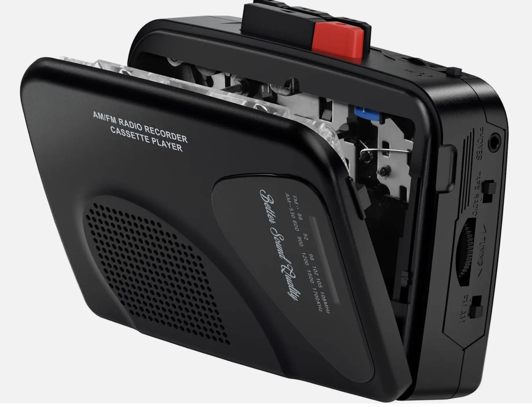 Walkman Cassette Player Recorder AM/FM Radio Portable Tape Player with Voice Activation System & Dual Power Options for Travel Black