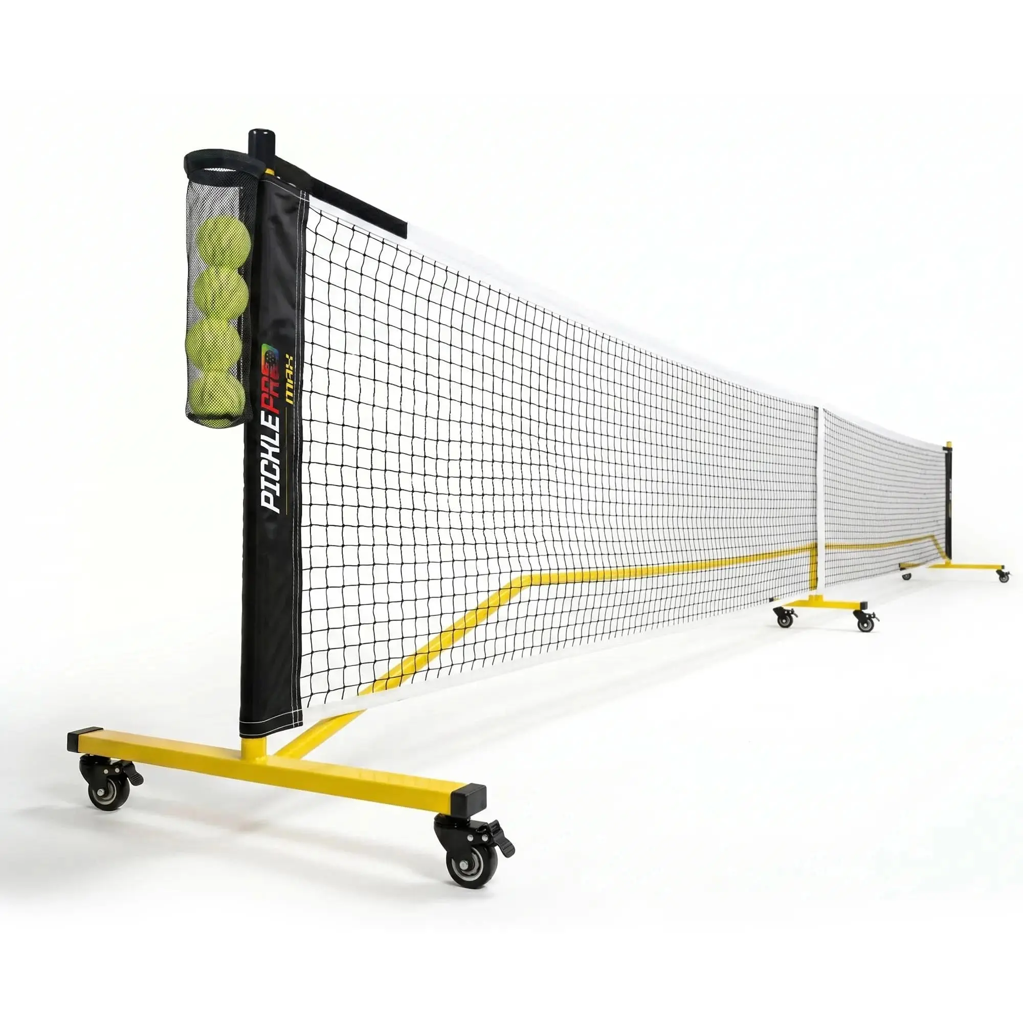 PicklePro MAX 22 Ft Wide Portable Pickleball Net Set - Regulation Tournament Net with Wheels, Heavy Duty Steel Frame, Adjustable Tension System, Polyethylene Build, Standard Height, Center Support Strap for Clubs, Competitive Play, 22 Feet Wide