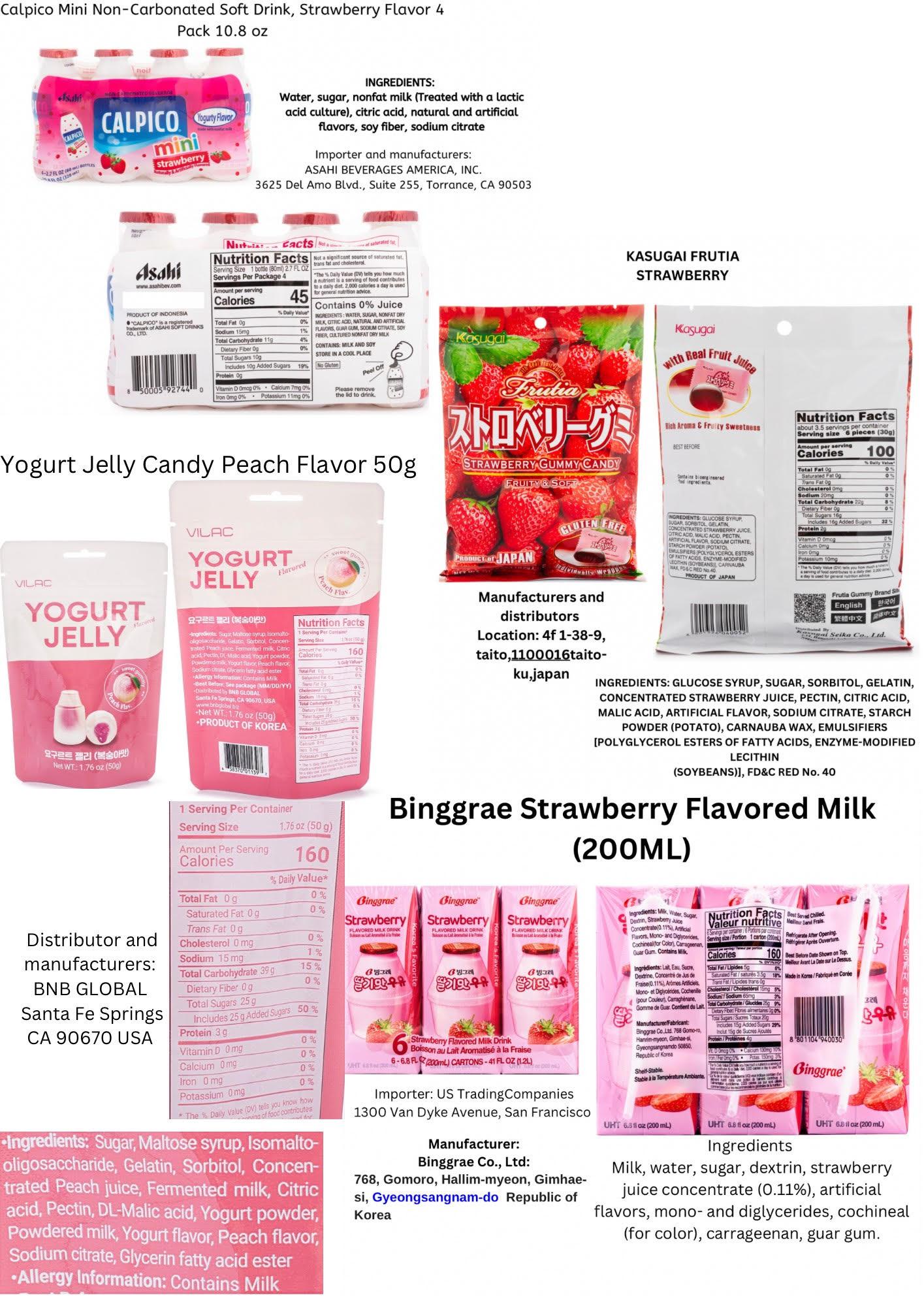 Pink Asian Snack Box with Ramen Drinks Includes Various Candy and Snacks Featuring Strawberry Flavors Sweet Dessert Macarons