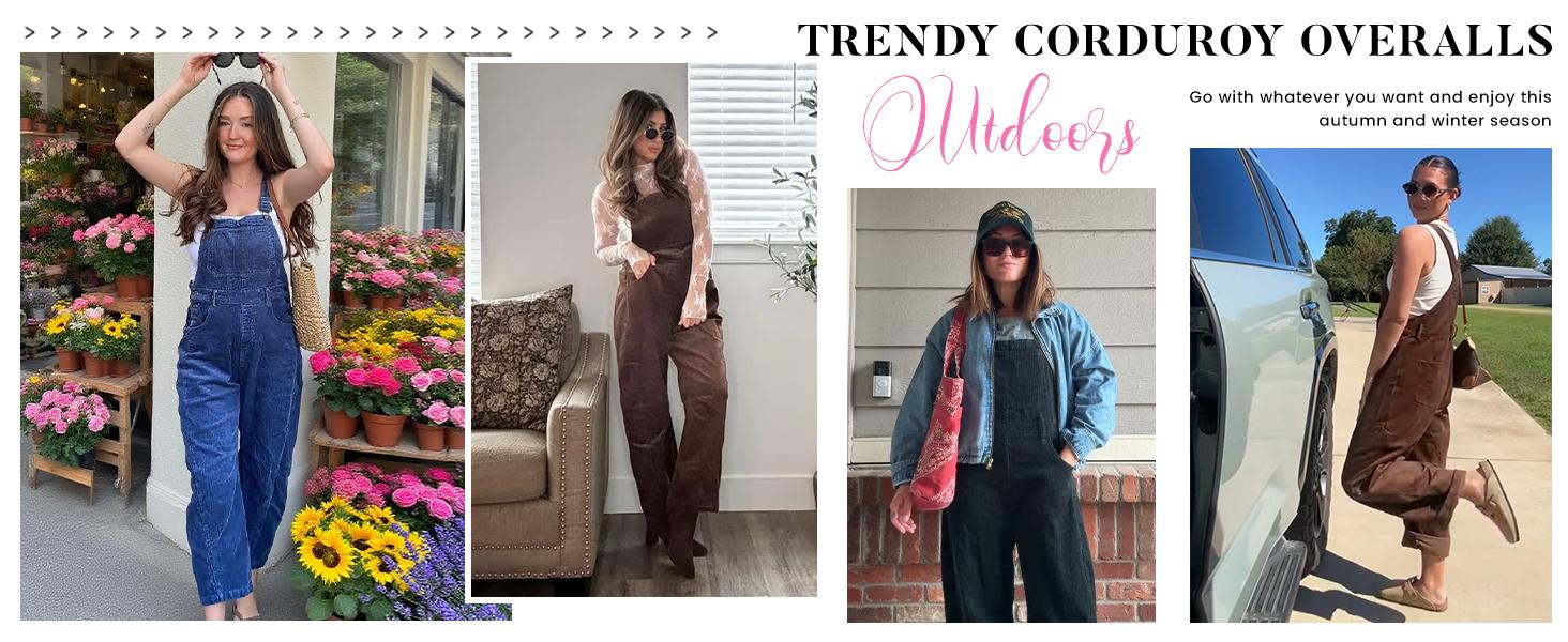 WoodBerry Corduroy Overalls for Women Barrel Wide Leg Bib Corduroy Pants Women Adjustable Romper Jumpsuit with Side Buttons and Pockets for Loose Fit Outfits Womenswear Dungarees WoodBerry Corduroy Overalls for Women Barrel Wide Leg Bib Corduroy Pants Women Adjustable Romper Jumpsuit with Side Buttons and Pockets for Loose Fit Outfits Womenswear Dungarees