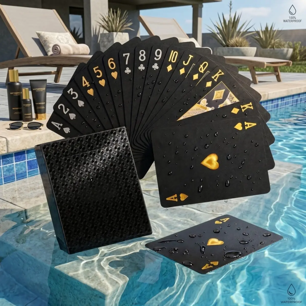 Waterproof Diamond Textured Foil PET Playing Cards - High Contrast, Unisex, for Pool Parties, Camping - Unique Gifts for Man, Gifts for Boyfriends - Premium Sleek Home & Festive Party Supplies