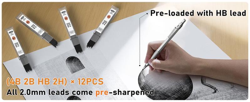 Four Candies Back to School 5PCS Metal Art Mechanical Pencil Set 3PCS Drafting Pencils 0.5 0.7 0.9MM & 2PCS 2MM with 420PCS Leads for Writing Sketching Drawing School Stationery Set Four Candies Back to School 5PCS Metal Art Mechanical Pencil Set 3PCS Drafting Pencils 0.5 0.7 0.9MM & 2PCS 2MM with 420PCS Leads for Writing Sketching Drawing School Stationery Set