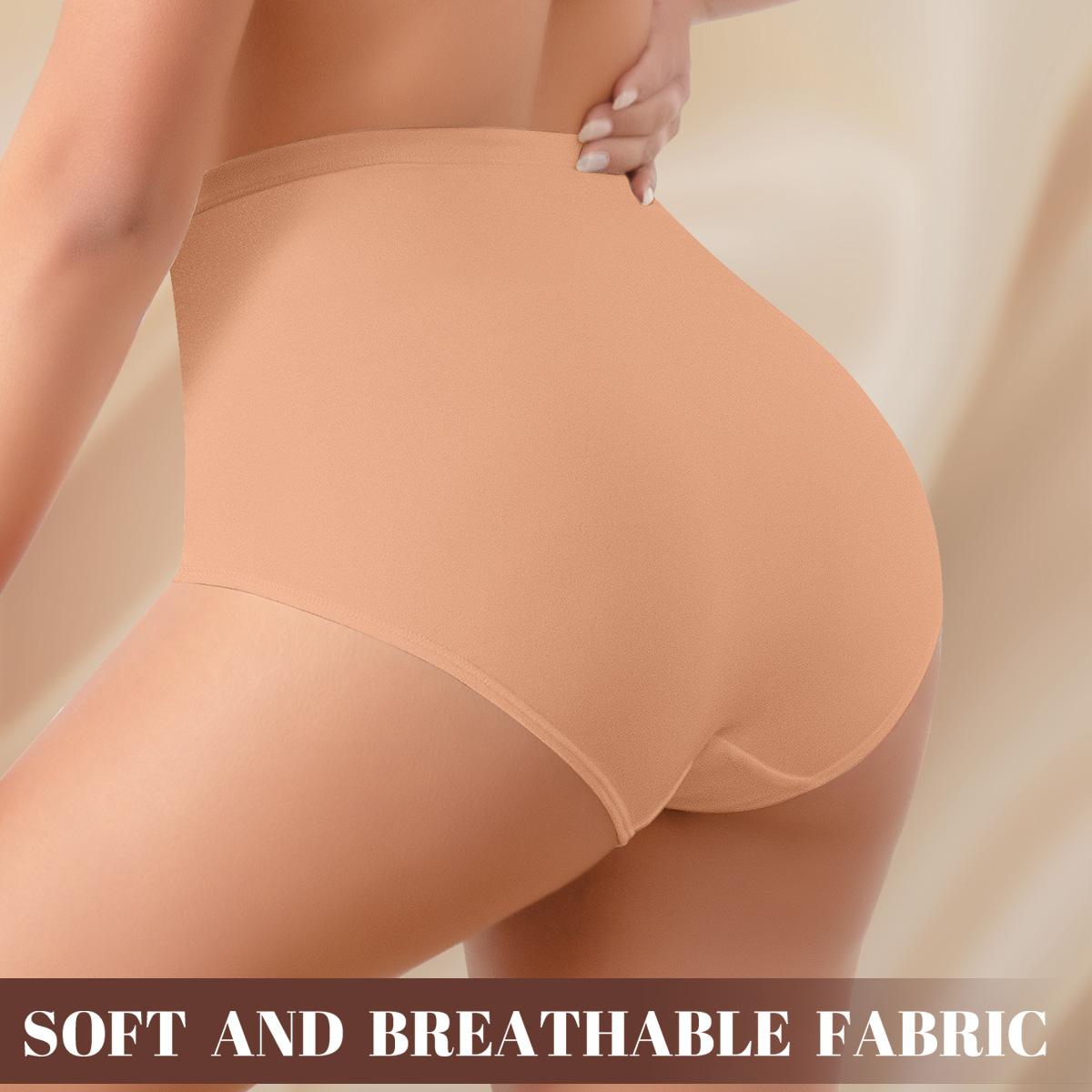 【Pluz Size】Morelect 5 Pcs High Waisted Underwear for Women Tummy Control, Lightweight Panties with Lucky Charm, Breathable Mesh Panel Briefs, Comfy Invisible All Day Undies SpringStatements