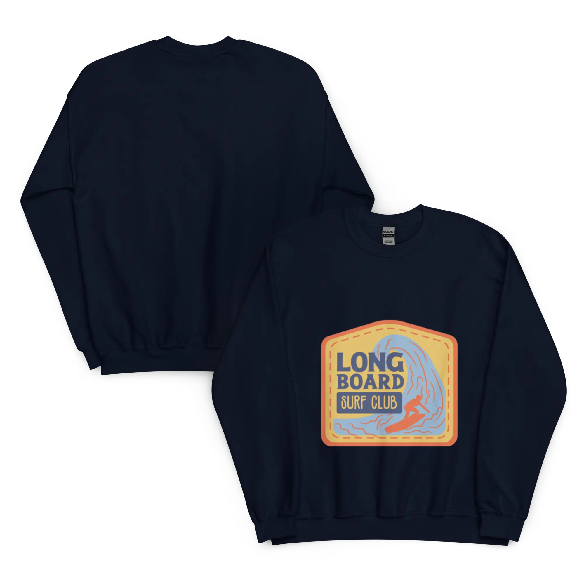 Unisex Adult Long Board Surf Club Crewneck Sweatshirt Vintage Graphic Menswear Retro Print - Regular Big & Tall Plus Size Soft Sweater Casual Classic