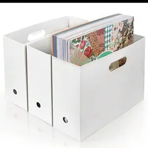 3/1pc Large Capacity Foldable Scrapbook Paper Storage Box, Desktop Book Organizer Rack, Scrapbook Paper Storage Box, Plastic File Storage Box