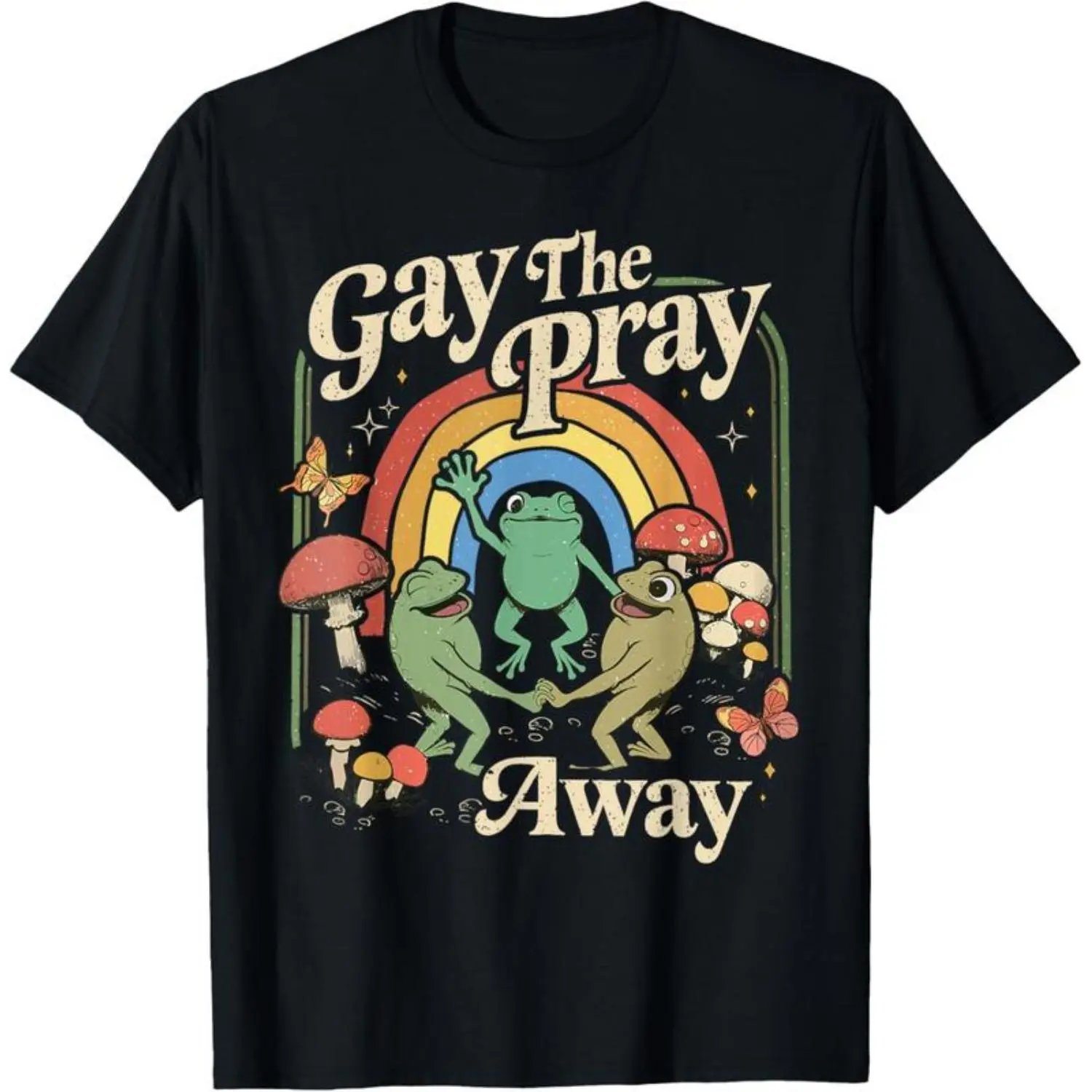 Women's Casual Short-Sleeve Sports Top - LGBT Pride LGBTQ Pride + Humor Multi-Size Meme-Ready Tee with Funny Print Gay Pray Away Rainbow Frogs Slogan
