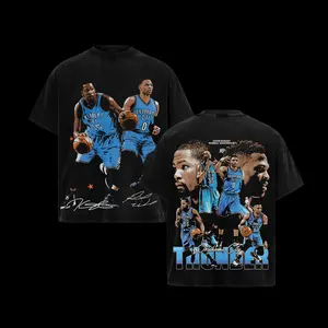 Thunder Duo Kevin Durant, Russell Westbrook Unisex T-Shirt, Sweatshirts, 100% Heavy Cotton Thunder Basketball Team T-Shirt, Basketball Legend Shirt Gift For True Basketball Fans Graphic Tees Streetwear Outfit