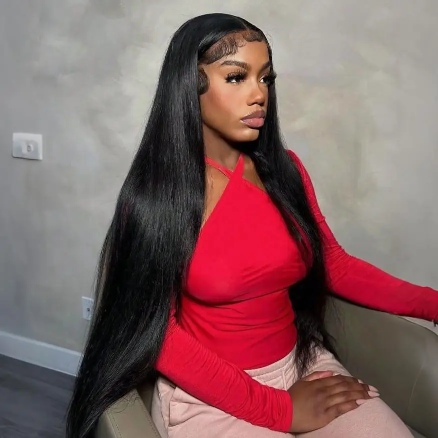 Tuneful 13x6 Lace Front Wigs Human Hair for Women Straight Hair 180 Density HD Transparent Lace Front Wigs Human Hair Pre Plucked with Baby Hair Natural Black Color