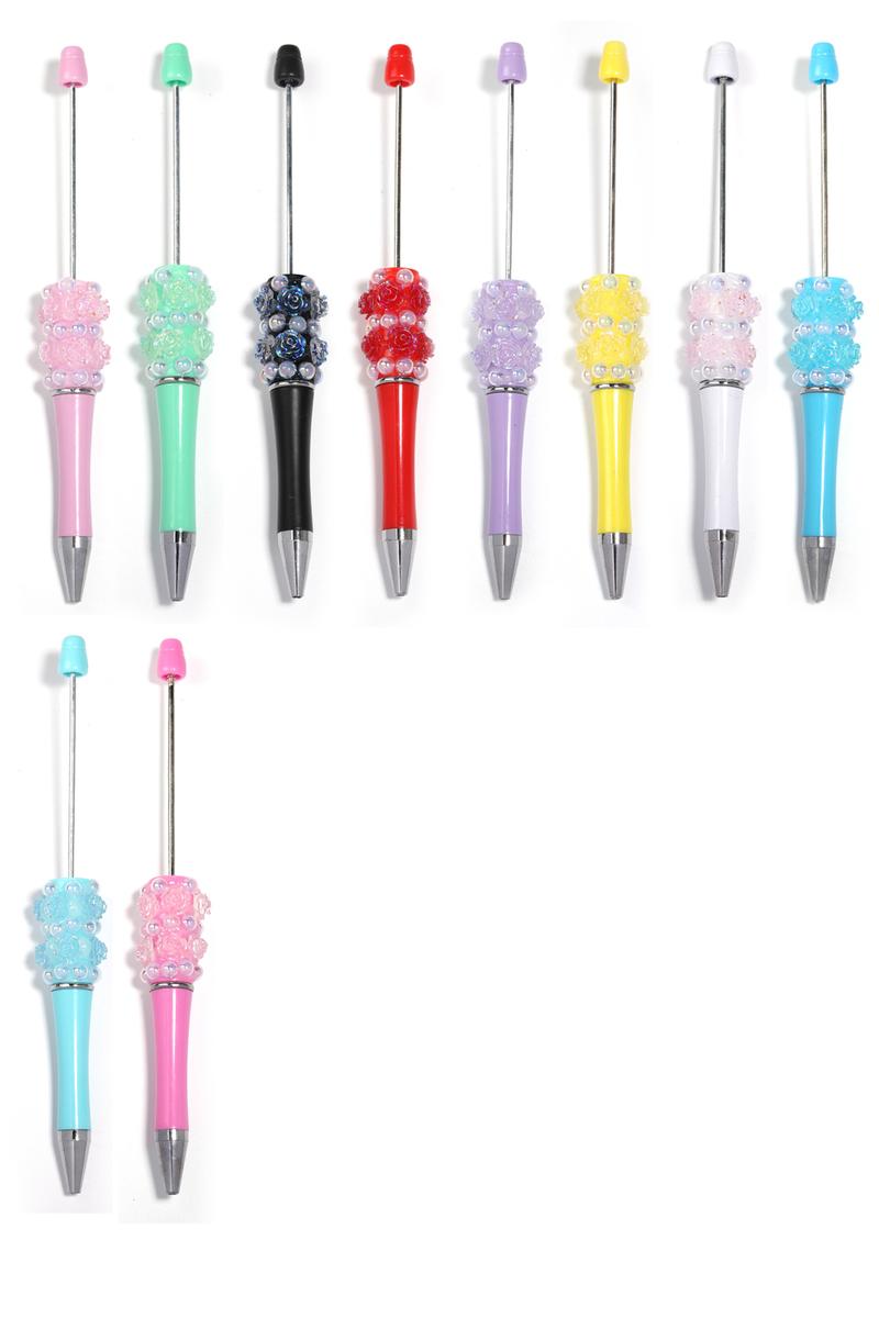 【P206】5pcs Beadable Pens pearl flower shape