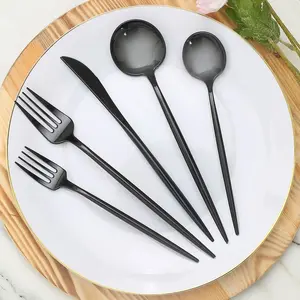 50-Pack Plastic Utensil Set Black - Heavy Duty Premium Disposable Sleek Flatware