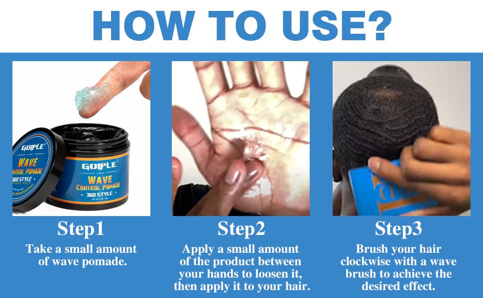Natural Wave Pomade for Men - Strong Hold, Easy Wash 360 Wave Training Cream, Water-Based Moisturizing Hair Grease for Black Men Gel Haircare,valentine's day gifts for her/him