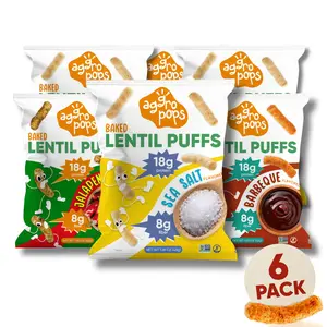Aggropops High Protein Lentil Snack - 6-Pack - Low Calorie, Low Carb, Plant-Based, Vegan, and Gluten Free. All-Natural Protein & Fiber Chip Fix