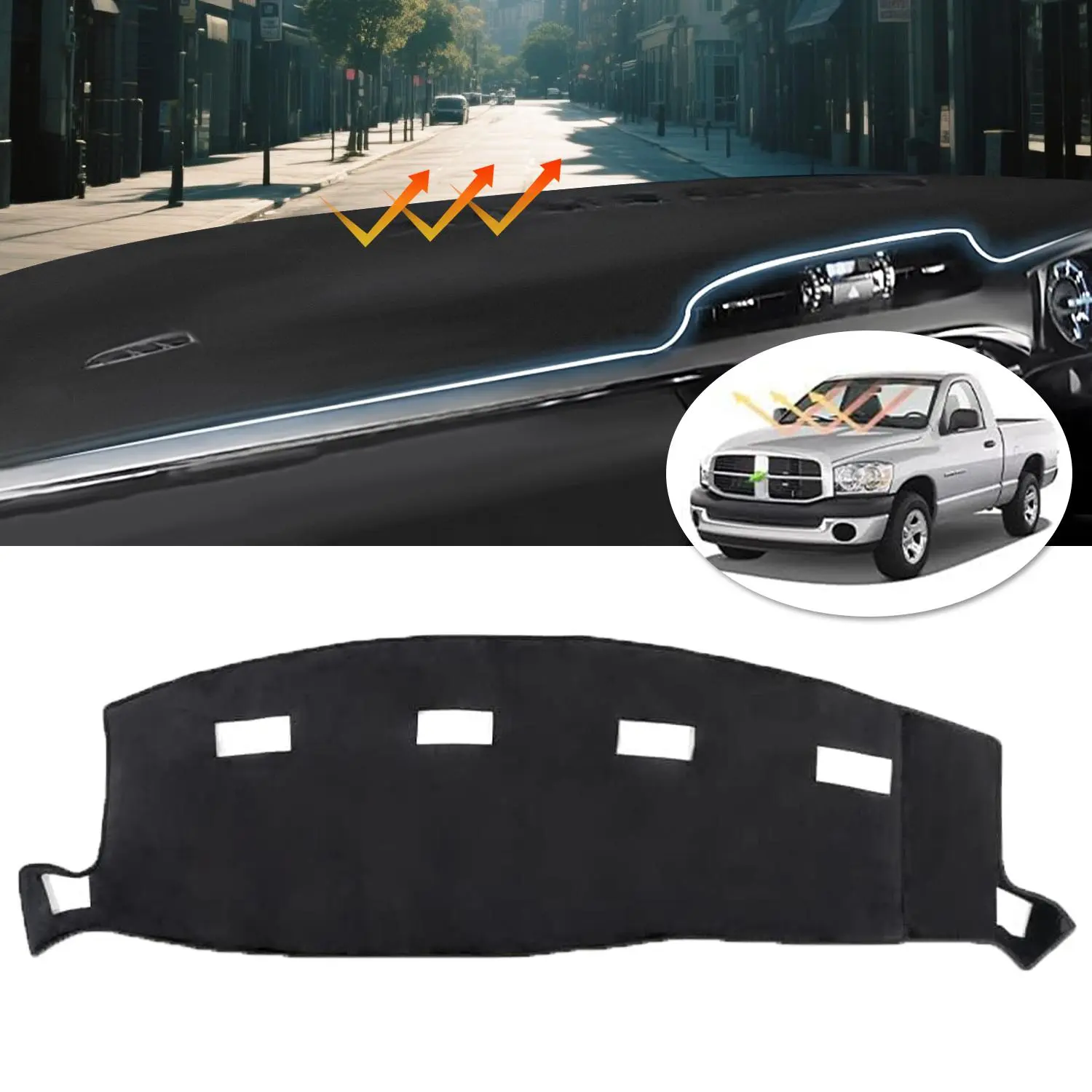 Dashboard Cover Fits for 2002-2005 Dodge Ram 1500 and 2003-2005 Dodge Ram 2500 3500 Accessories Non-Slip Pad Carpet Sunshield UV Rays Protector
