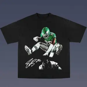 SAQUON BARKLEY  Graphic Tee, Menswear Crew Neck Football Streetwear T-Shirt, Unisex Casual Regular Fit Tops, Good Vintage Hip-Hop Bold Retro Apparel, Men Round Neck Y2K Sports Tees