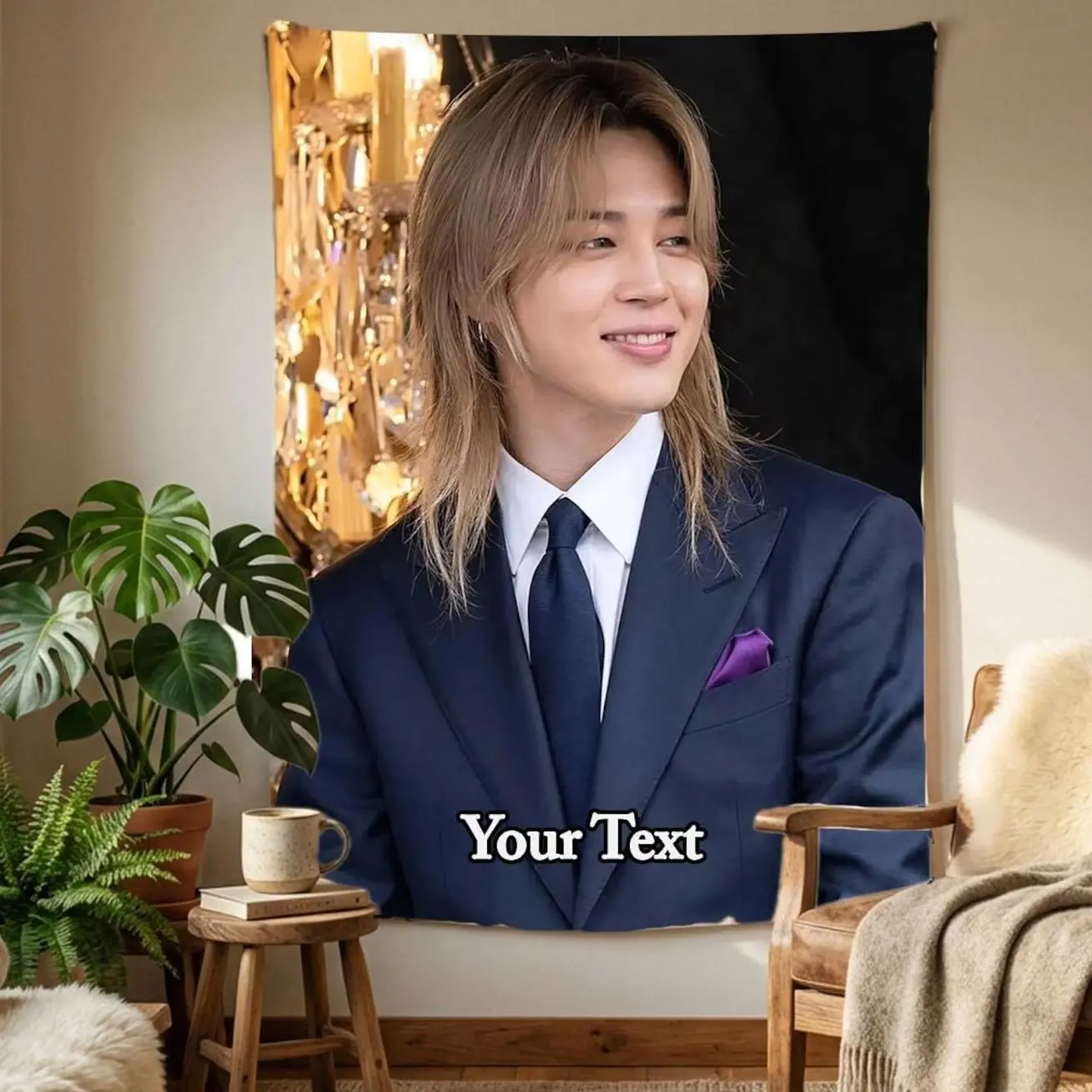 Jimin Hanging Tapestry | Bantan Boys | Personalized Wall Art | Polyester Fabric | Ship Flag Banner