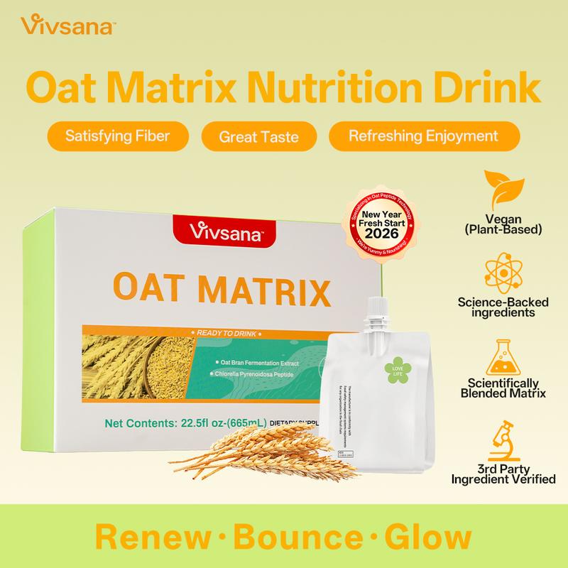 Vivsana Oat  Matrix Wellness Drink - Chlorella Pyrenoidosa Peptides + Oat Bran Extract, 665mL Dietary Supplement for Metabolic Health