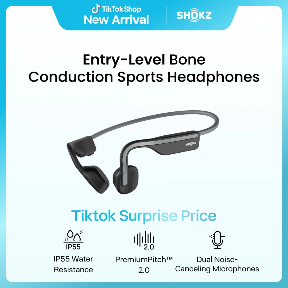 SHOKZ OpenMove Open-Ear Audio - Bone Conduction Headset, Portable Wireless Headphones, Sweatproof Water Resistant for Running Workouts