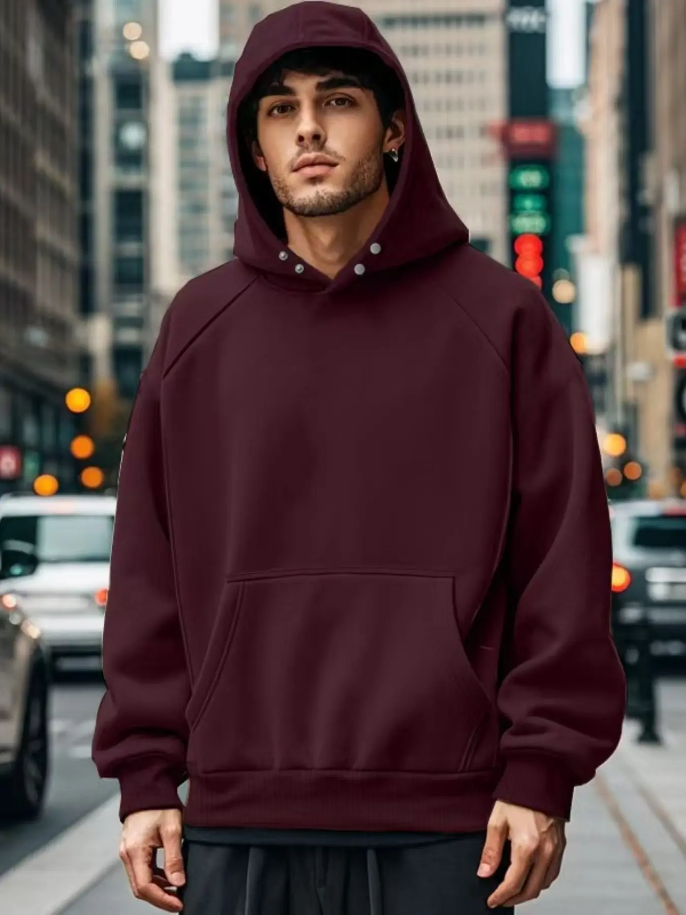 Men's High Neck Waterproof Hoodie, Fashionable Durable Design, Warm & Windproof,It can be worn alone in spring and autumn, and as an inner layer in autumn and winter Loose Fit for All Body Types, Ideal for Outdoor Activities