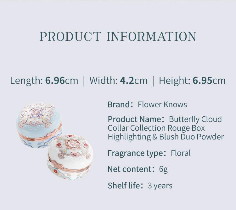 Flower Knows Butterfly Cloud Collar Collection Rouge Box Highlighting & Blush Duo, dealsforyoudays