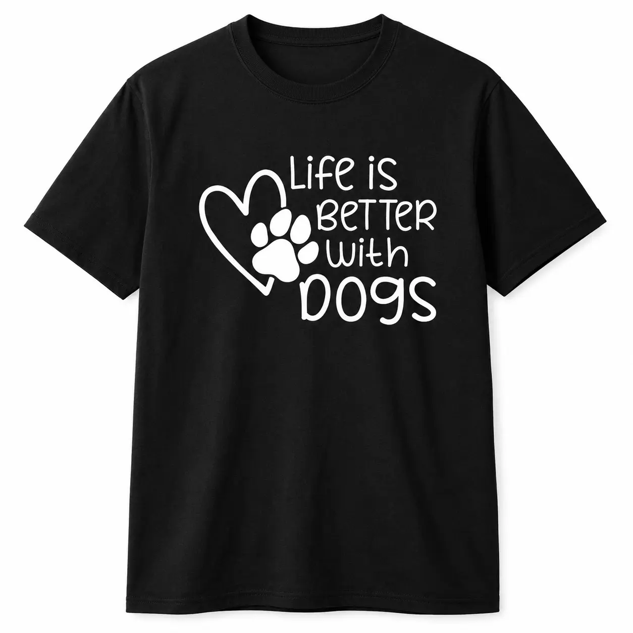 Women's Cotton Shortsleeve Round Neck Paw & Heart Print Fit T-shirt - Casual Unisex Top for Summer, Heart Paw Prints