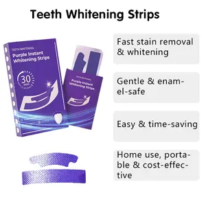 Purple Teeth Whitening Strips, Whitening Strips, Purple Tooth Whitening, Tooth Stain Treatment, Combining Whitening and Colour Correction Whitening Strips - 14/28 Whitening Sessions Residue-Free Non-Slip Dry Strip Technology Safe for Non Sensitive Teeth